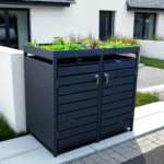 Anthracite Grey Wheelie Bin Storage With Planter- Double Bin Store