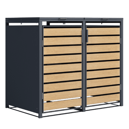 Double Wheelie Bin Store by Garden Guard - Premium Range Storage in Wood Effect