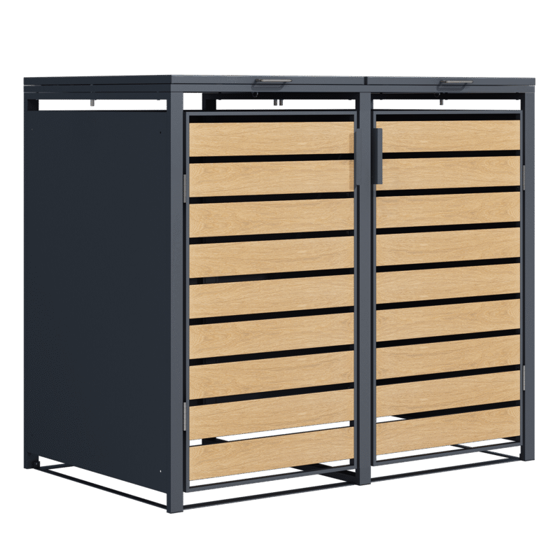 Double Wheelie Bin Store by Garden Guard - Premium Range Storage in Wood Effect