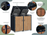 Wood Effect Wheelie Bin Storage - Triple Bin Store