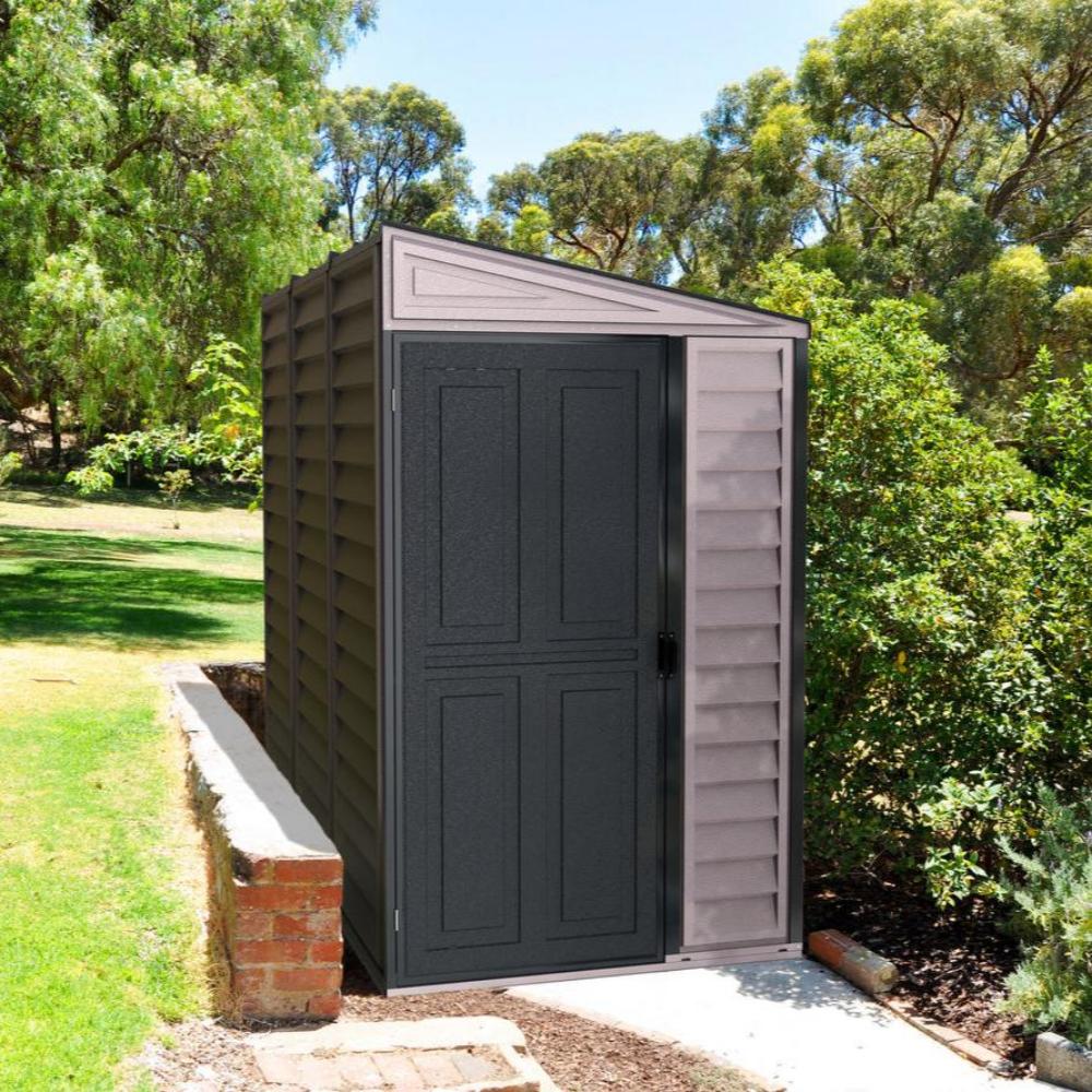 4x8-Sidemate-Plus-Lifestyle Duramax Side Mate Plus - 4ft x 8ft Plastic Garden Shed in Grey