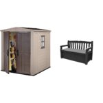 Keter Factor Outdoor Apex Double Door Garden Storage Shed 6 x 6ft Beige Brown Wood effect | Fade Free | All Weather Resistant | Safe and Secure | Zero Maintenance | 15 year Warranty