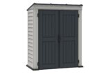 Duramax YardMate PLUS 5 x 8 (4.28 m2) Plastic Garden Shed with Heavy-Duty Plastic Floor, Strong Metal Roof Structure, Fire Retardant & Maintenance-Free Storage Shed, Dark Grey & Adobe