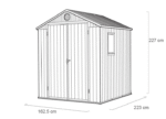 Pro Grade 6ft x 8ft Premium Plastic Double Door Garden Shed - Grey Wood Touch Texture