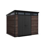 Keter Artisan Outdoor Pent Double Door Garden Storage Shed 7 x 7ft Grey Duotech+ Wood look and feel, Fade Free, All Weather Resistant, Safe and Secure, Zero Maintenance