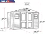 Duramax WoodSide 10 x 8 (8.02 m2) Plastic Garden Shed with 3 Fixed Windows & Metal Foundation Kit, Strong Metal Roof Structure Fire Retardant and Maintenance-Free Storage Shed - Ivory/Brown