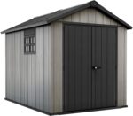 Keter Grande Store Outdoor Double Door Garden Furniture Storage Shed Grey Duotech+ Wood Look and Feel | Fade Free | All Weather Resistant | Safe and Secure | Zero Maintenance