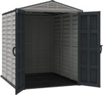 Duramax YardMate PLUS 5 x 8 (4.28 m2) Plastic Garden Shed with Heavy-Duty Plastic Floor, Strong Metal Roof Structure, Fire Retardant & Maintenance-Free Storage Shed, Dark Grey & Adobe