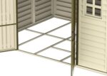 Duramax WoodSide 10 x 8 (8.02 m2) Plastic Garden Shed with 3 Fixed Windows & Metal Foundation Kit, Strong Metal Roof Structure Fire Retardant and Maintenance-Free Storage Shed - Ivory/Brown