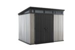 Keter Signature Shed 9x7ft – Rosewood Pent Garden Storage Shed | Heavy-Duty Resin Wood-Effect Design | Lockable Double Doors | Weatherproof & Maintenance-Free | 11.05m³ Capacity
