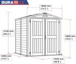 Duramax StoreMate PLUS 6 x 6 (3.65 m2) Plastic Garden Shed with Heavy-Duty Plastic Floor & Fixed Window, Strong Metal Roof Structure, Fire Retardant & Maintenance-Free Storage Shed, Dark Grey & Adobe