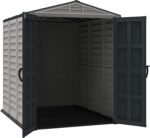 Duramax YardMate PLUS 5 x 8 (4.28 m2) Plastic Garden Shed with Heavy-Duty Plastic Floor, Strong Metal Roof Structure, Fire Retardant & Maintenance-Free Storage Shed, Dark Grey & Adobe