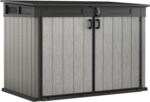 Keter Grande Store Outdoor Double Door Garden Furniture Storage Shed Grey Duotech+ Wood Look and Feel | Fade Free | All Weather Resistant | Safe and Secure | Zero Maintenance