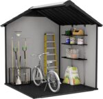 Keter Premier Apex Outdoor Garden Storage Shed, Grey, 7.5 x 7 ft