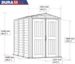 Duramax YardMate PLUS 5 x 8 (4.28 m2) Plastic Garden Shed with Heavy-Duty Plastic Floor, Strong Metal Roof Structure, Fire Retardant & Maintenance-Free Storage Shed, Dark Grey & Adobe