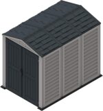 Duramax YardMate PLUS 5 x 8 (4.28 m2) Plastic Garden Shed with Heavy-Duty Plastic Floor, Strong Metal Roof Structure, Fire Retardant & Maintenance-Free Storage Shed, Dark Grey & Adobe