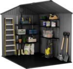 Keter Darwin Outdoor Apex Double Door Garden Storage Shed 6 x 8ft Grey Evotech+ Wood Look and Feel | Fade Free | All Weather Resistant | Safe and Secure | Zero Maintenance | 15 year Warranty