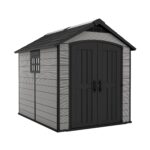 Keter Premier Apex Outdoor Garden Storage Shed, Grey, 7.5 x 7 ft