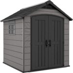Keter Premier Apex Outdoor Garden Storage Shed, Grey, 7.5 x 7 ft