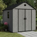Pro Grade 6ft x 8ft Premium Plastic Double Door Garden Shed - Grey Wood Touch Texture