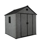 Pro Grade 6ft x 8ft Premium Plastic Double Door Garden Shed - Grey Wood Touch Texture
