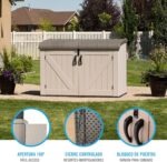 LIFETIME 60170 6 x 3.5 ft Heavy Duty Low Plastic Shed Horizontal Storage Box - Desert Sand/White