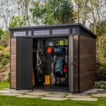 Keter Signature Shed 9x7ft – Rosewood Pent Garden Storage Shed | Heavy-Duty Resin Wood-Effect Design | Lockable Double Doors | Weatherproof & Maintenance-Free | 11.05m³ Capacity