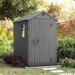 Keter Darwin Outdoor Apex Single Door Garden Storage Shed 6 x 4ft Grey Wood Look and Feel | Fade Free | All Weather Resistant | Safe and Secure | Zero Maintenance | 15 year Warranty