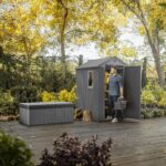 Keter Darwin Outdoor Apex Single Door Garden Storage Shed 6 x 4ft Grey Wood Look and Feel | Fade Free | All Weather Resistant | Safe and Secure | Zero Maintenance | 15 year Warranty