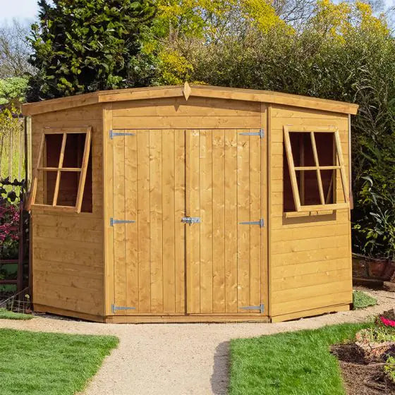 7' x 7' Shire Shiplap Wooden Corner Garden Shed (2.16m x 2.16m)
