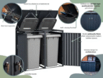 Anthracite Grey Wheelie Bin Storage - Triple Bin Store