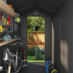 Pro Grade 8ft x 10ft Premium Plastic Double Door Garden Shed - Grey/Anthracite Wood Touch Texture