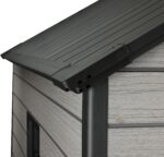 Pro Grade 6ft x 8ft Premium Plastic Double Door Garden Shed - Grey/Anthracite Wood Touch Texture