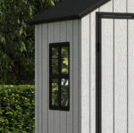 Pro Grade 8ft x 12ft Premium Plastic Double Door Garden Shed - Grey Wood Touch Texture