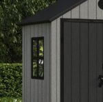 Pro Grade 6ft x 8ft Premium Plastic Double Door Garden Shed - Grey/Anthracite Wood Touch Texture