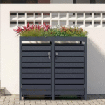 Anthracite Grey Wheelie Bin Storage With Planter- Double Bin Store