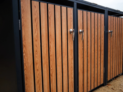 Wood Effect Wheelie Bin Storage - Triple Bin Store