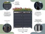 Anthracite Grey Wheelie Bin Storage With Planter- Double Bin Store