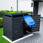 Anthracite Grey Wheelie Bin Storage With Planter- Double Bin Store