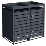 Anthracite Grey Wheelie Bin Storage With Planter- Double Bin Store